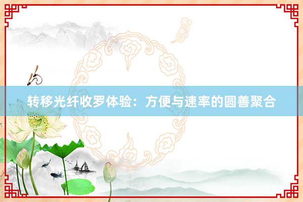 转移光纤收罗体验：方便与速率的圆善聚合